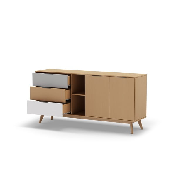 Cassettiera bassa in legno di pino in colore naturale 165x81 cm Elfa - Marckeric-image-3