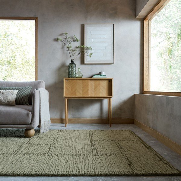 Tappeto verde in lana tessuto a mano 200x290 cm Harris Modula Wool – Flair Rugs-image-1