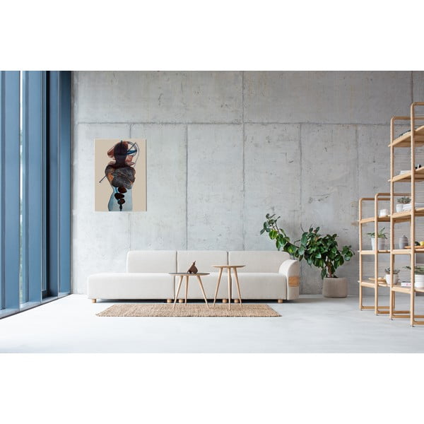 Modulo divano grigio chiaro (angolo sinistro) in misto lana e lino Hugg - Gazzda-image-1