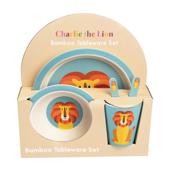 Set di stoviglie in bambù per bambini Charlie the Lion - Rex London
