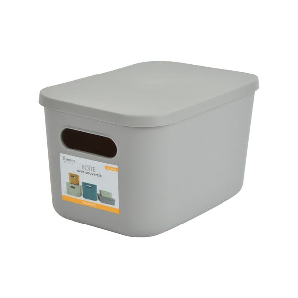 Scatola con coperchio grigia in plastica 24,5x18x15 cm – Homéa-image-3