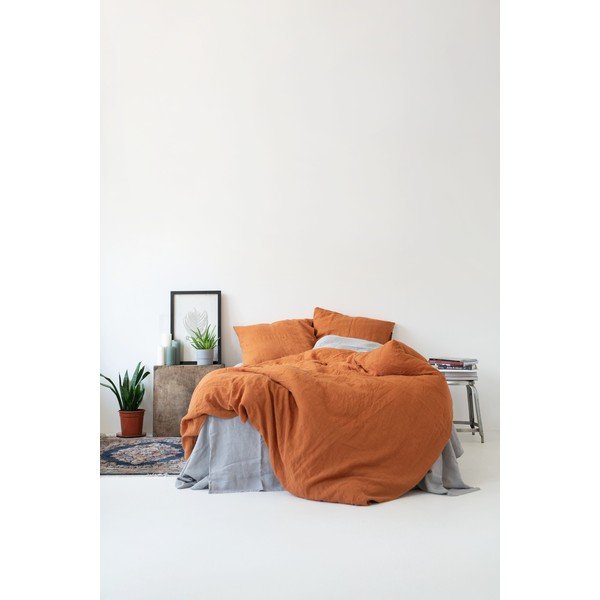 Federa di lino marrone cannella , 70 x 90 cm Almond - Linen Tales-image-1