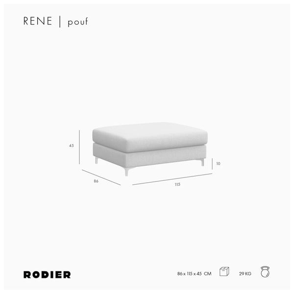 Poggiapiedi beige rivestito in velluto Rene – Rodier-image-4
