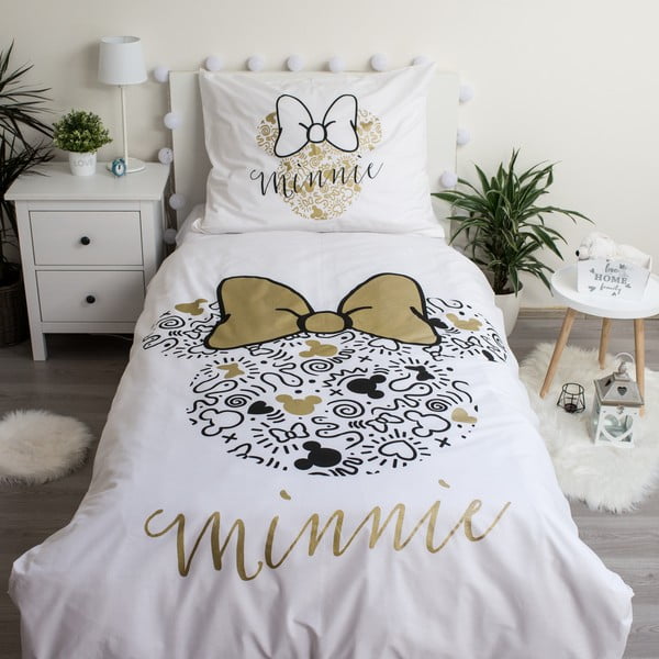 Biancheria da letto per bambini in cotone per letto singolo 140x200 cm Minnie Gold - Jerry Fabrics