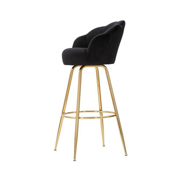 Sedia da bar nera/dorata in velluto con braccioli (altezza della seduta 90 cm) Vienna – Mauro Ferretti-image-3