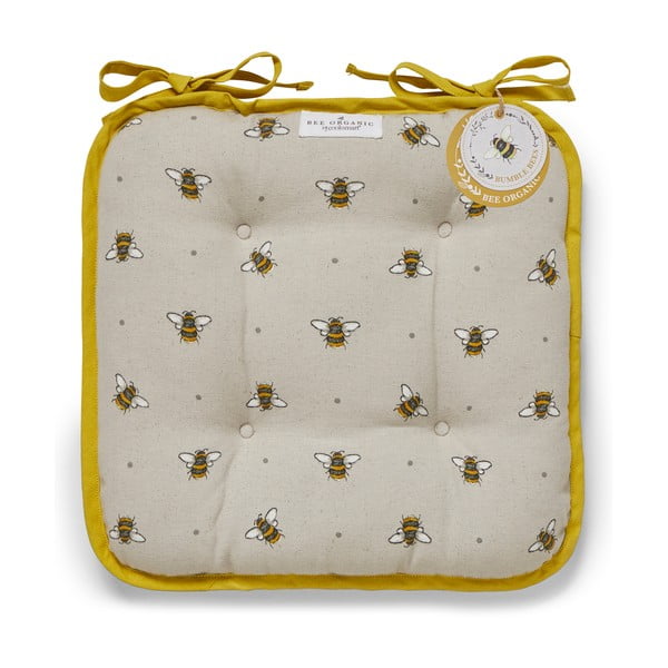 Cuscino di seduta in cotone beige e giallo Bumble Bees - Cooksmart ®-image-2