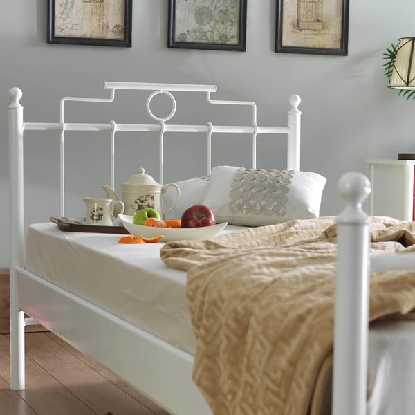 Letto singolo in metallo bianco con griglia 120x200 cm Hatkus - Kalune Design-image-3