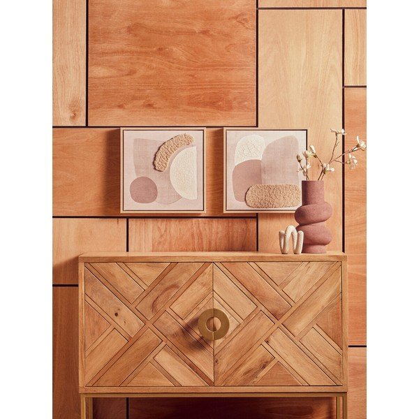 Set di dipinti in 3D con cornice inclusa/dipinti su tela 2 pz 40x40 cm Astratto – Premier Housewares-image-1