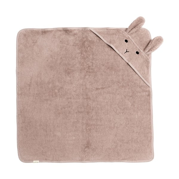 Asciugamano in cotone rosa-marrone con cappuccio 75x75 cm Rabbit - Kindsgut-image-1