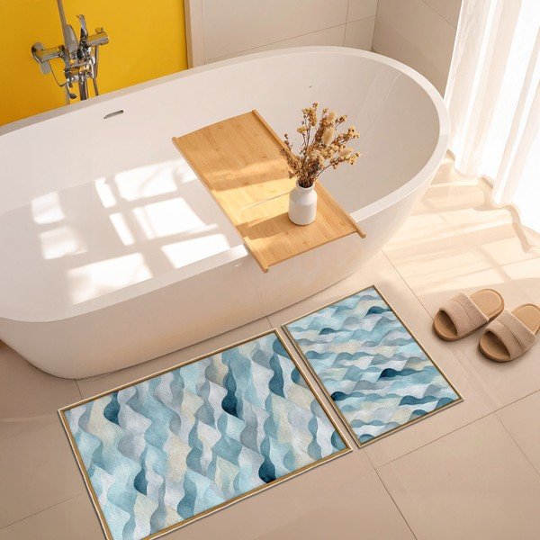 Set di tappetini per il bagno blu 2 pz 60x100 cm – Foutastic-image-2