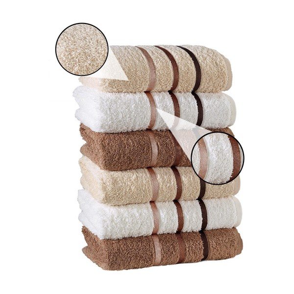Set di 6 asciugamani in puro cotone, 50 x 90 cm - Cotton Pure-image-1
