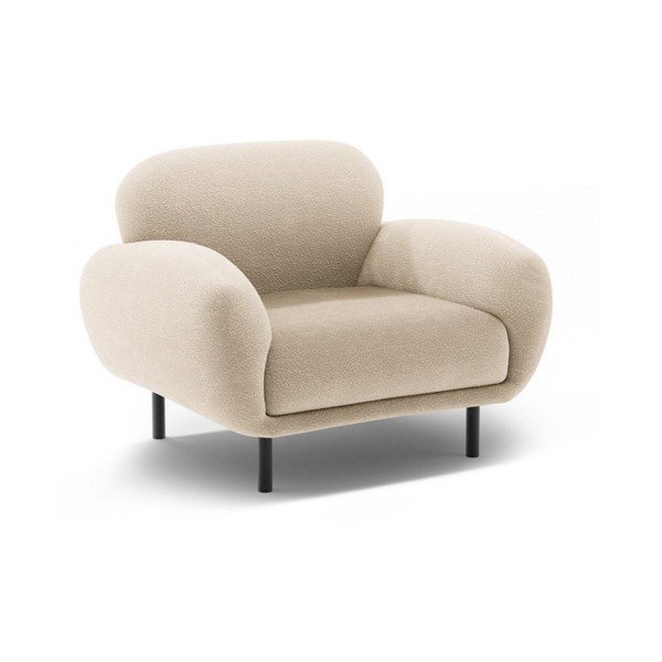 Poltrona beige con rivestimento in bouclé Poppy – Micadoni 