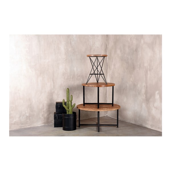 Tavolino nero con piano in legno di mango , ⌀ 60 cm Dex - LABEL51-image-1