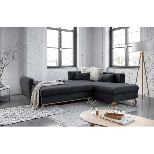 Divano letto angolare grigio scuro L, angolo destro Scandic Lagom - Miuform-image-4