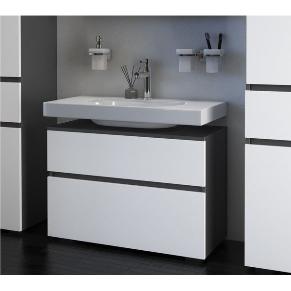 Mobile bianco-antracite per lavabo 80x55 cm Wisla - Støraa-image-3