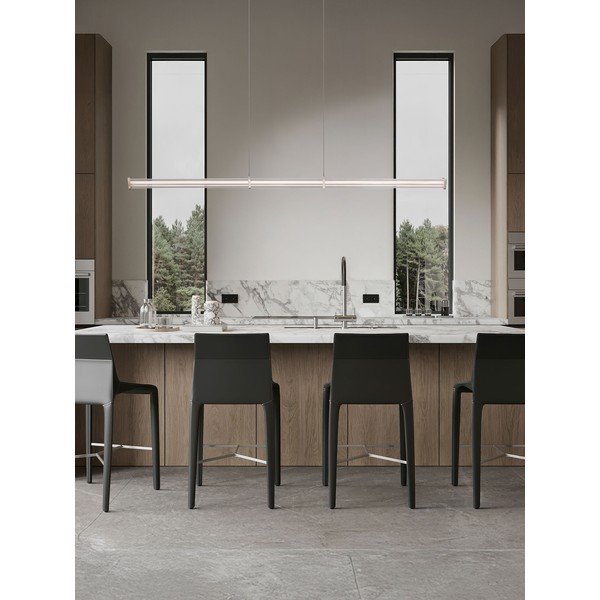 Lampadario LED nero opaco/color argento opaco in metallo con paralume in vetro acrilico con intensità regolabile Pheme – Nova Luce-image-1
