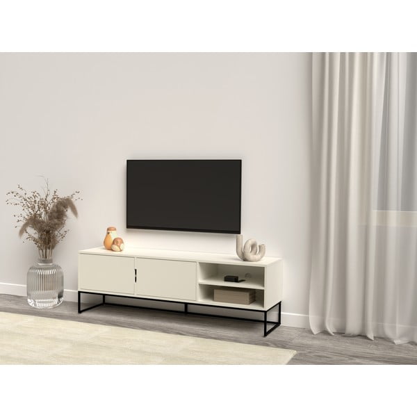 Tavolo TV bianco con gambe in metallo nero, larghezza 176 cm Lipp - Tenzo-image-1