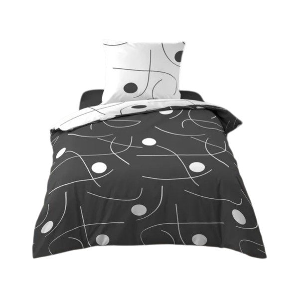 Set copripiumino e federa bianco/grigio scuro in microfibra per letto singolo 140x200 cm Sonate – douceur d'intérieur