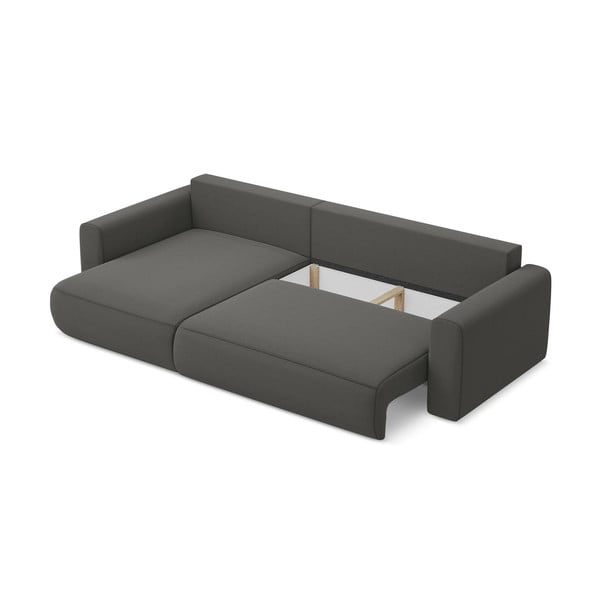 Divano angolare grigio scuro allungabile/con contenitore (con penisola a sinistra/con chaise lounge) con rivestimento in velluto Kapua – Makamii-image-4