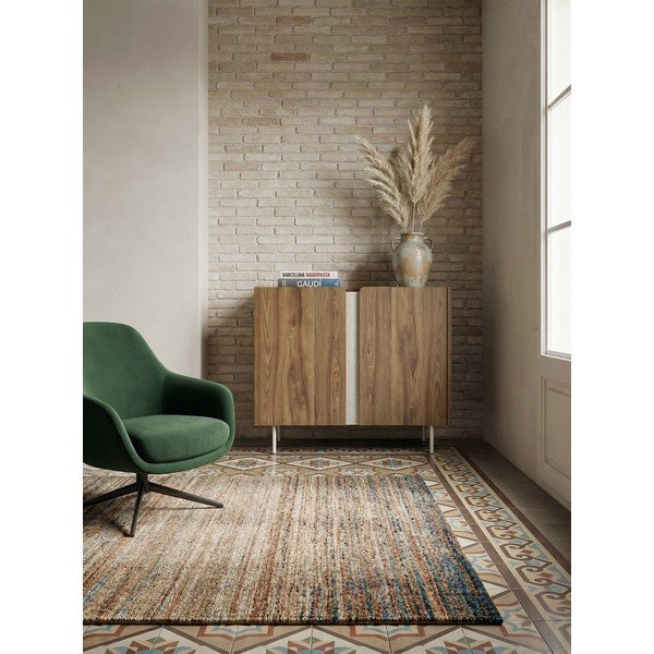 Armadietto di colore naturale con effetto rovere 100x82,5x40 cm Lucile – Marckeric-image-1