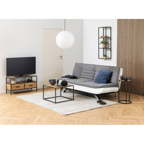 Libreria da parete nera-color legno naturale effetto rovere 37x108 cm Seaford - Actona-image-1