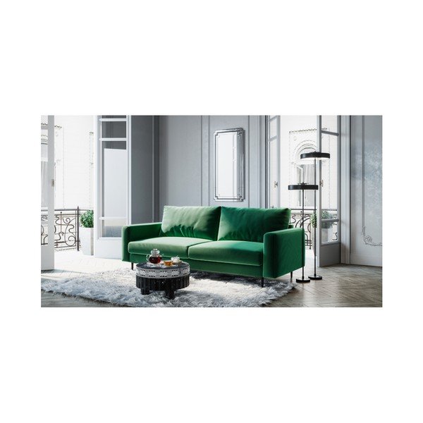 Divano in velluto verde scuro Devichy , 222 cm Levie - devichy-image-3
