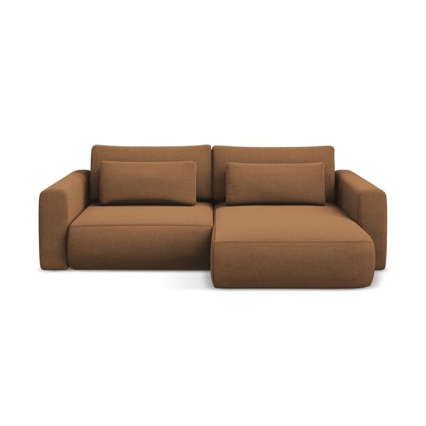 Divano angolare color terracotta allungabile/con contenitore (con penisola a destra/con chaise lounge) Kapua – Makamii
