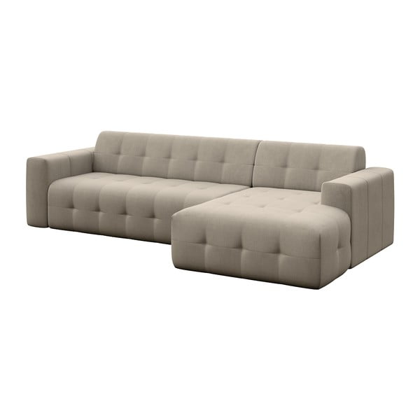 Divano angolare marrone chiaro (con penisola a destra e chaise lounge) rivestito in velluto Tuil – Rodier-image-2