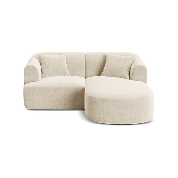 Divano angolare beige (con penisola a destra/con chaise lounge) con rivestimento in velluto Campi – Cosmopolitan Design