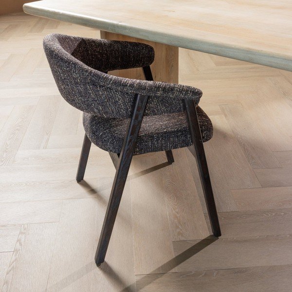 Sedia da pranzo marrone scuro in imbottito con braccioli Tunar – WOOOD-image-1