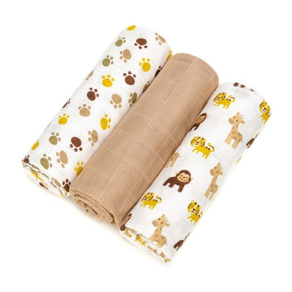 Set di 3 pannolini in cotone , 70 x 70 cm Tetra Monkey - T-TOMI