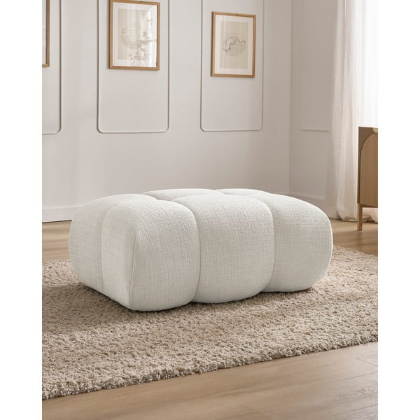 Poggiapiedi bianco con rivestimento in ciniglia Ivane – Bobochic Paris-image-1