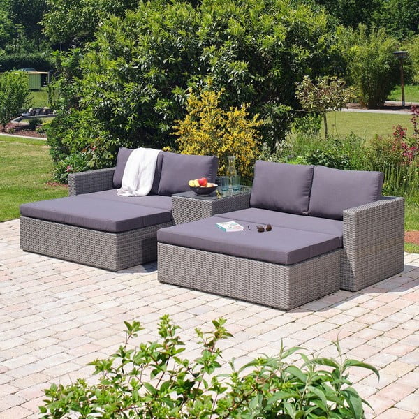 Set da giardino in rattan artificiale grigio per 4 persone Drammen - Bonami Selection-image-1