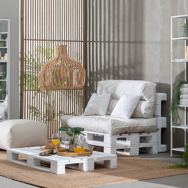 Set di 4 sedie da giardino di pallet bianche e beige 80x112 cm - Ixia-image-3