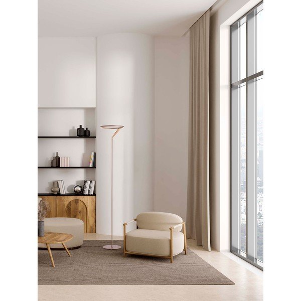Lampada da terra LED oro rosa in alluminio con intensità regolabile (altezza totale 168 cm) Tilia – Nova Luce-image-1
