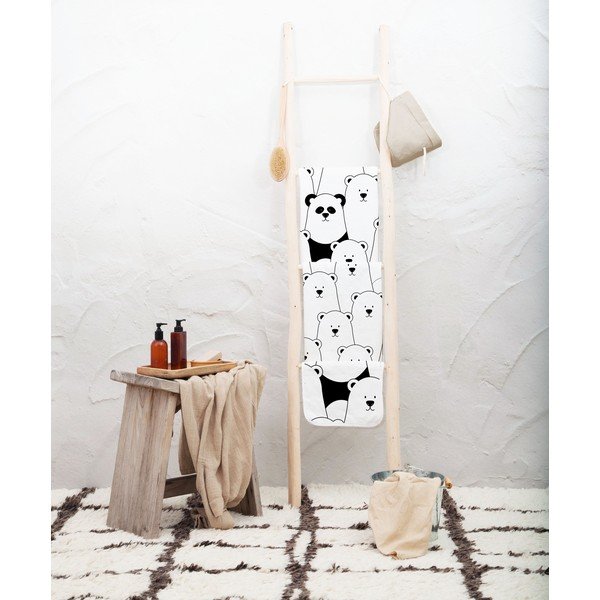 Set di asciugamani e teli da bagno in spugna bianca/nera 3 pezzi 130x60 cm Find the Panda - Madre Selva-image-1