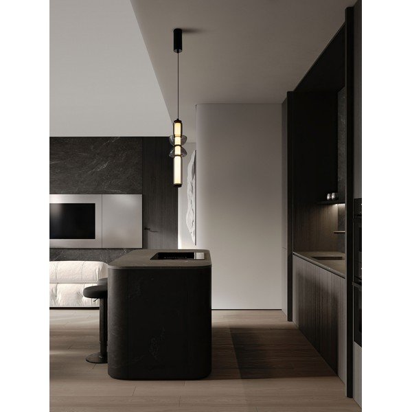 Lampadario LED grigio in vetro con intensità regolabile ø 12 cm Ulon – Nova Luce-image-1