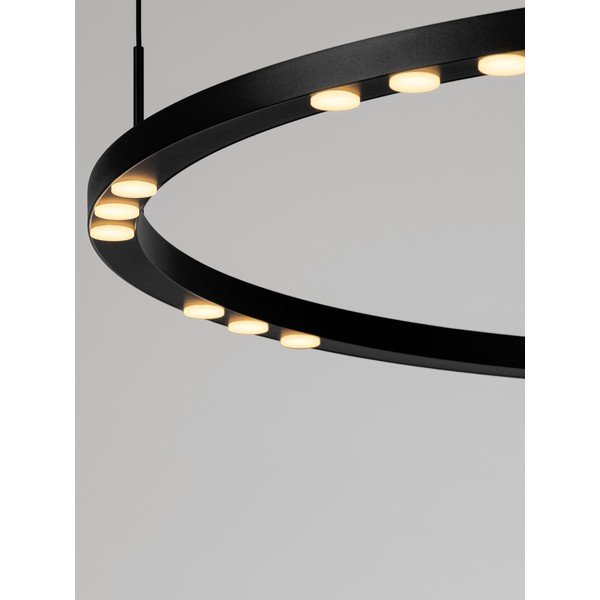 Lampadario LED nero opaco in alluminio con intensità regolabile ø 80 cm Lunette – Nova Luce-image-2