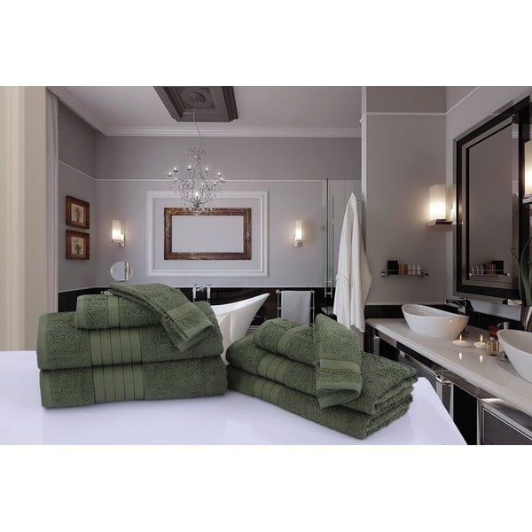 Set di 2 asciugamani in spugna di cotone verde chiaro 70x140 cm - Good Morning-image-2