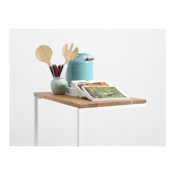 Tavolo con base bianca e piano in rovere massiccio Lupe - CustomForm-image-1