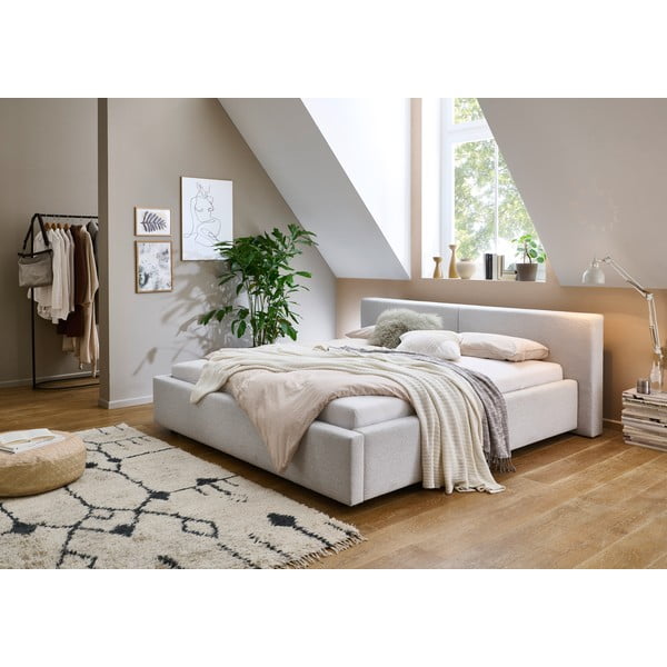 Letto matrimoniale imbottito grigio chiaro rete non inclusa 180x200 cm Cube – Meise Möbel-image-1