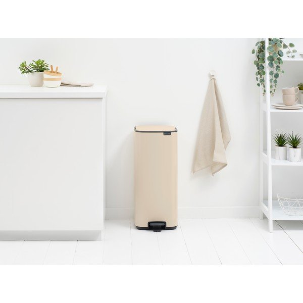 Cestino per la spazzatura beige in acciaio con pedale 30 l Bo – Brabantia-image-1