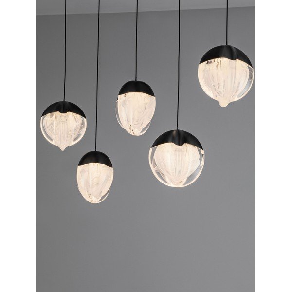 Lampadario LED nero opaco in alluminio con paralume in vetro con intensità regolabile Alicia – Nova Luce-image-2