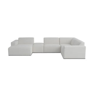 Divano angolare bianco in tessuto bouclé (a U) Roxy - Scandic