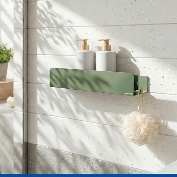 Mensola da bagno senza foratura verde in acciaio inox con aggancio Turbo-loc Lizan – Wenko-image-2