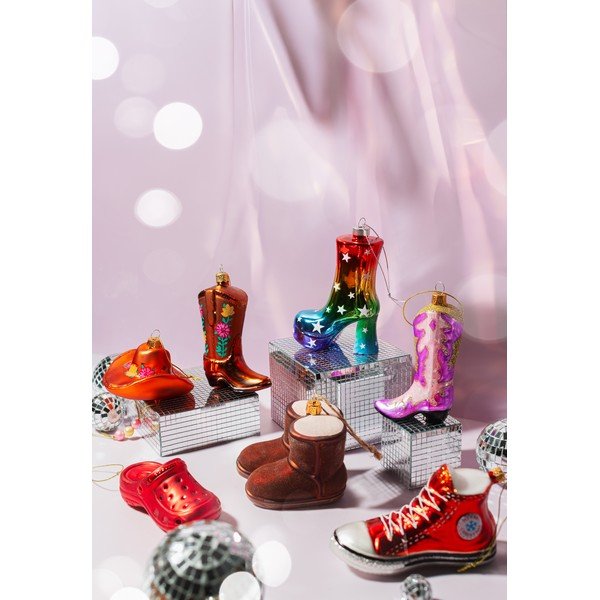 Decorazione per albero di natale in vetro 7 cm Cowboy Boot – Sass & Belle-image-3