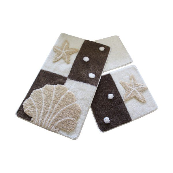 Set di 3 tappeti da bagno marrone e crema 100x60 cm - Foutastic