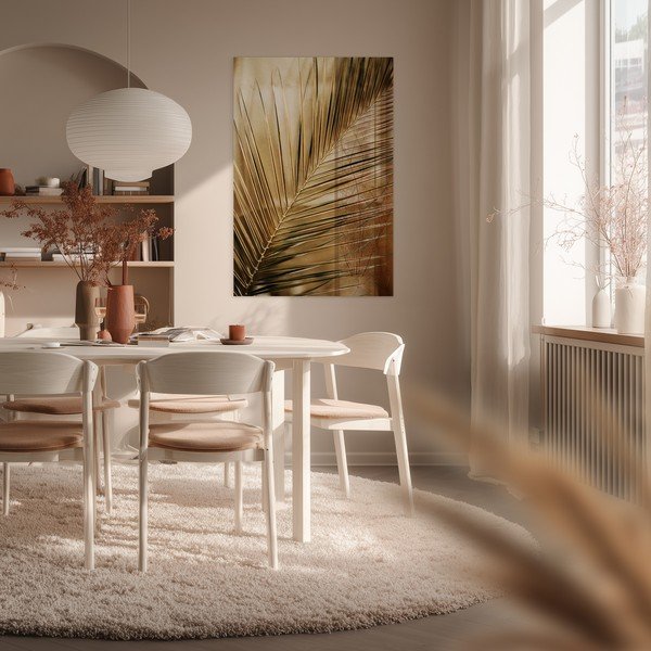 Dipinto stampato dipinto su vetro 80x120 cm Gold Palm  – Styler-image-1