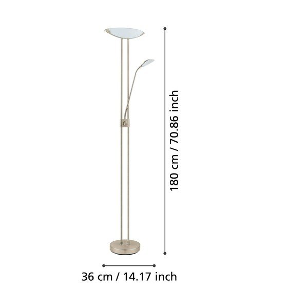 Lampada da terra LED grigia con paralume in vetro (altezza totale 180 cm) BAYA LED – EGLO-image-3