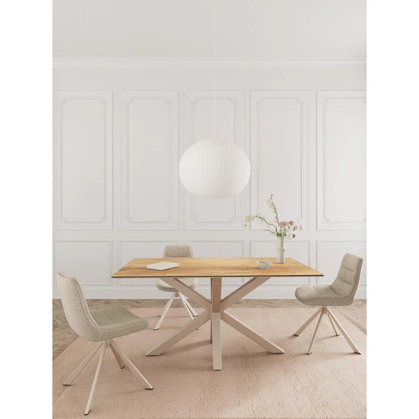 Sedia da pranzo beige imbottito girevole Adisa – Actona-image-2